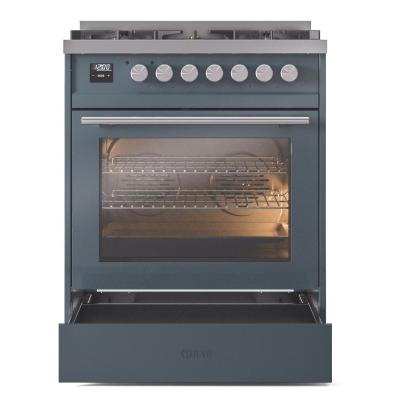 Cuisinière à double carburant 30 po ILVE Professional Plus II, Gaz naturel, Graphite mat / acier inoxydable