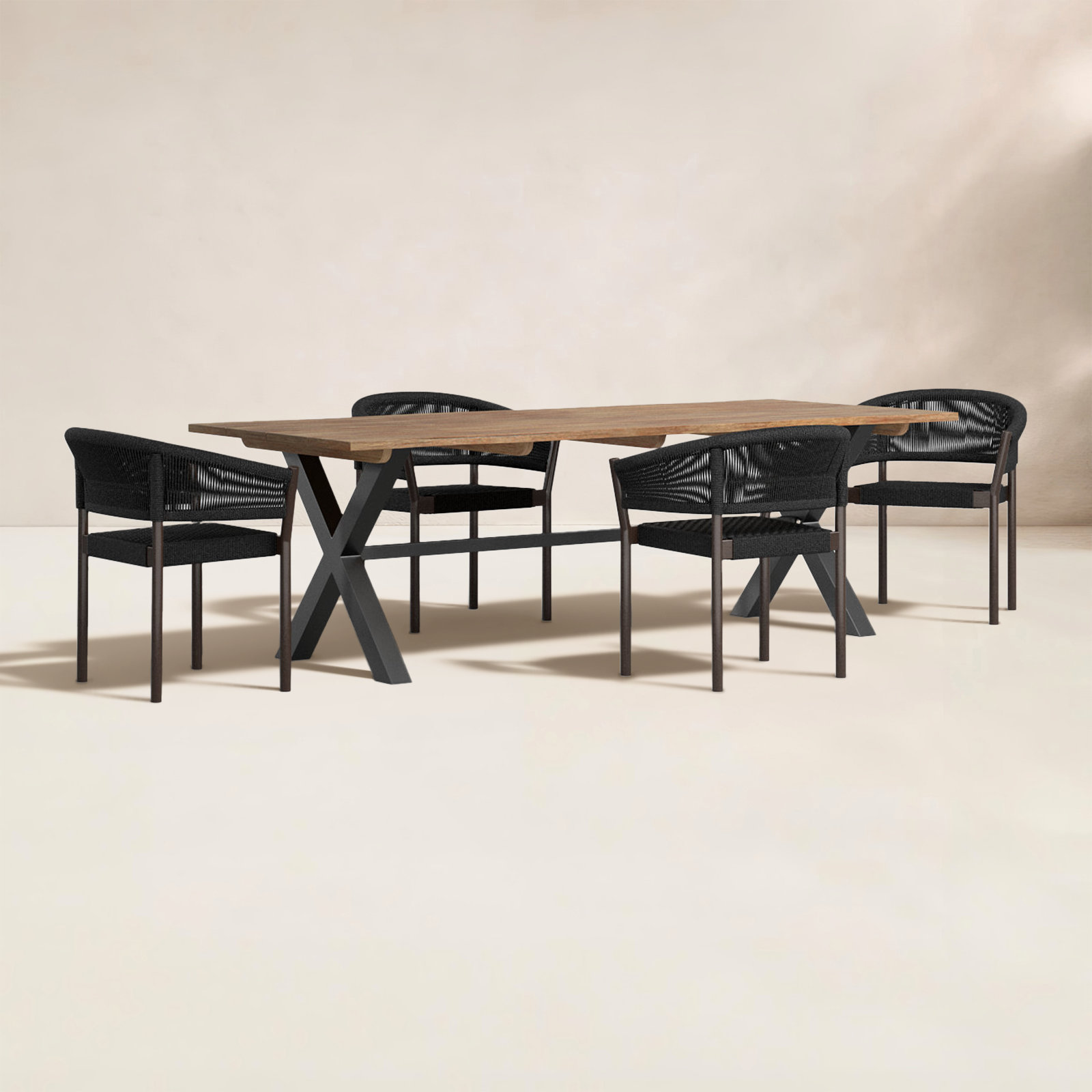 Eloisa 95" Eucalyptus Patio Dining Set, 4