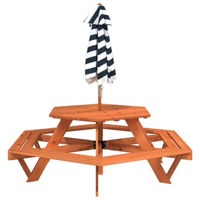 Kids 2 Piece Solid Wood Hexagonal Outdoor Table Or Chair and Chair Set
