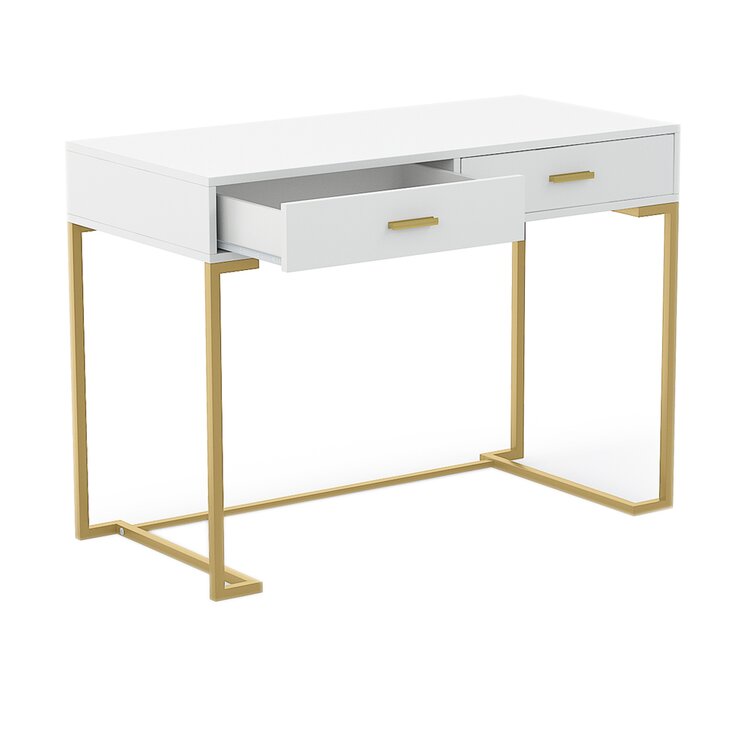 Secil Modern Desk with 2 Drawers Everly Quinn Color: Gold, Size: 29.9 H x 41.7 L x 19.7 W