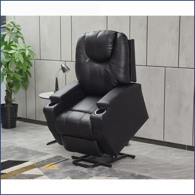 Canapé inclinable moderne en similicuir avec télécommande Recliners Porte-gobelets | Noir