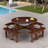Picnic Table Outdoor 8-person Picnic Table With 4 Built-in Benches And Umbrella Hole-700538672