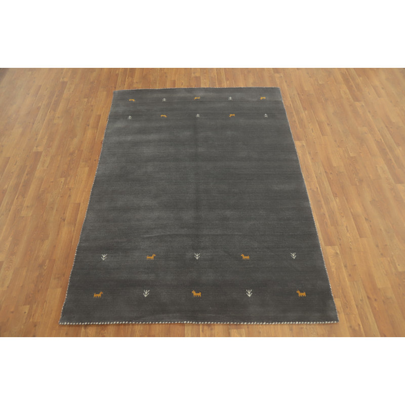 Tapis tribal gris de style Gabbeh 5 x 7