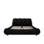 Lit plateforme tapissier de luxe noir, grand lit, avec tête de lit rembourrée surdimensionnée et tissu lisse noir, tête de lit coussinée, aucun sommier tapissier nécessaire