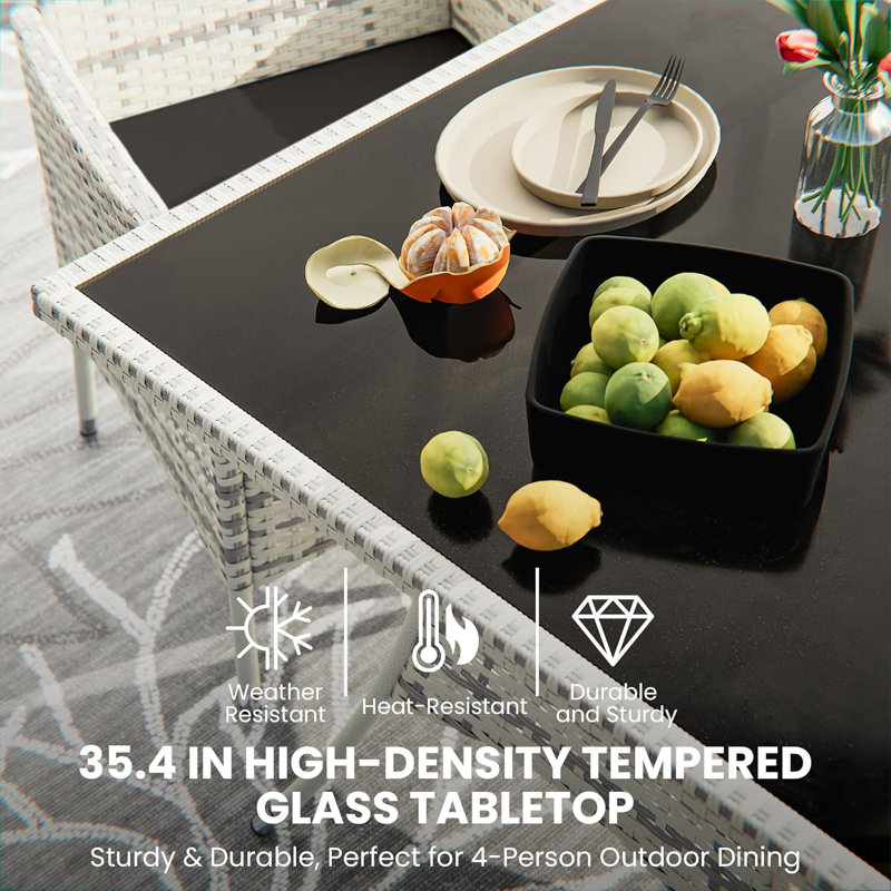 Square Wicker Outdoor Dining Table , 228.6cm cm W 90.07cm cm D