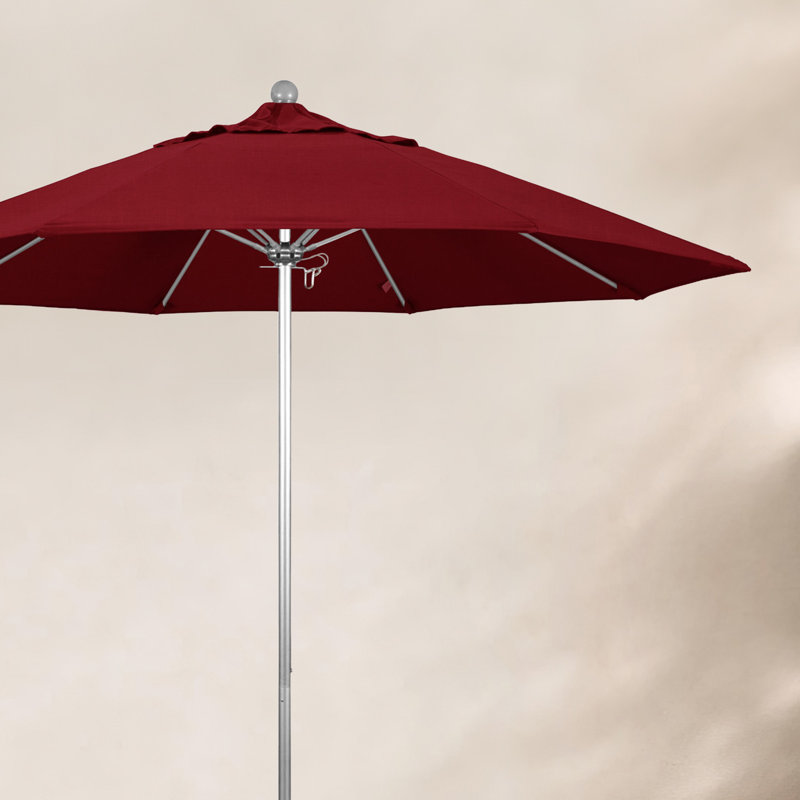 Parasol de marché 9 pi Maria, Argent argent, Tissage uni Sunbrella® Spectrum rubis