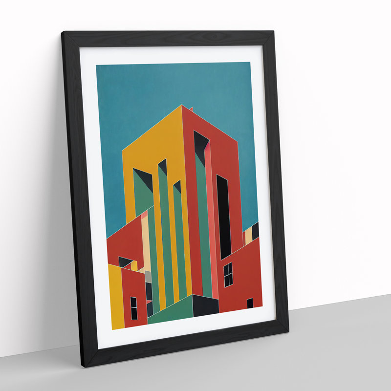 Bold Architecture No.3 Abstract - Wall Art, 48cm H x 36cm W, Black Framed, White