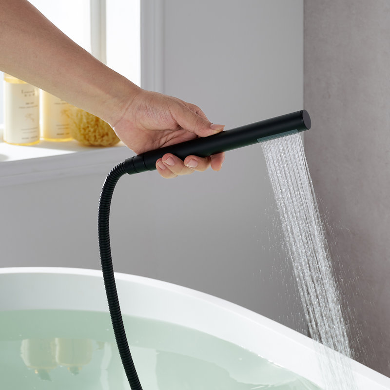 Robinet de baignoire autoportant à poignée double Allario, Noir mat