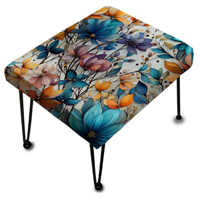 Watercolor Whimsy Blue Elegant Floral Grace - Repose-pieds rectangulaire floral