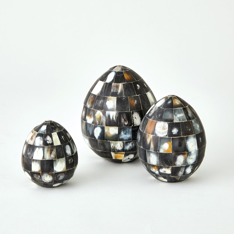 Horn Egg-Black-Med, Black, 4" H x 3.25" W x 3.25" D