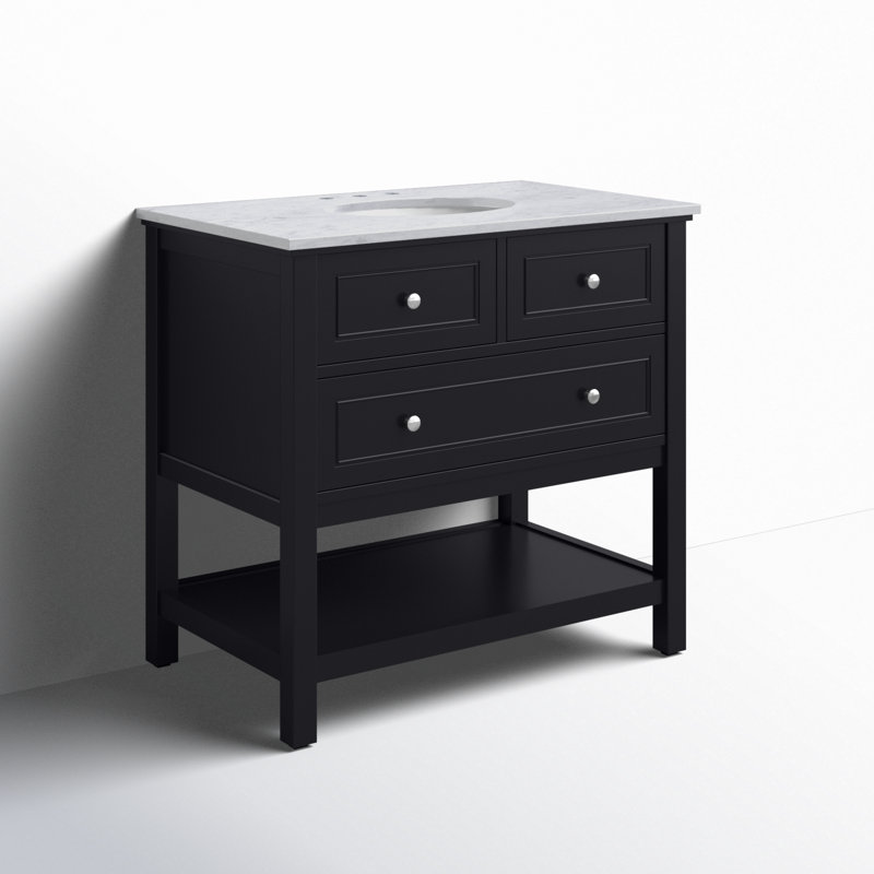Voss 36" Single Bathroom Vanity Set, Black