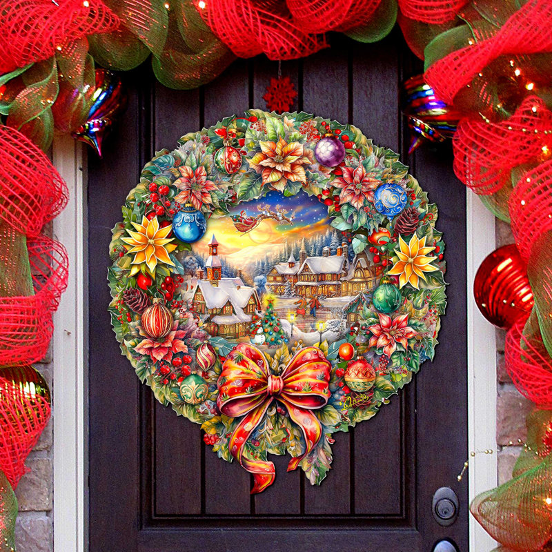 Décoration de Noël de Noël avec couronne de Noël par Debrekht, H 24 po x l 21 po x P 1 po, Noël 2