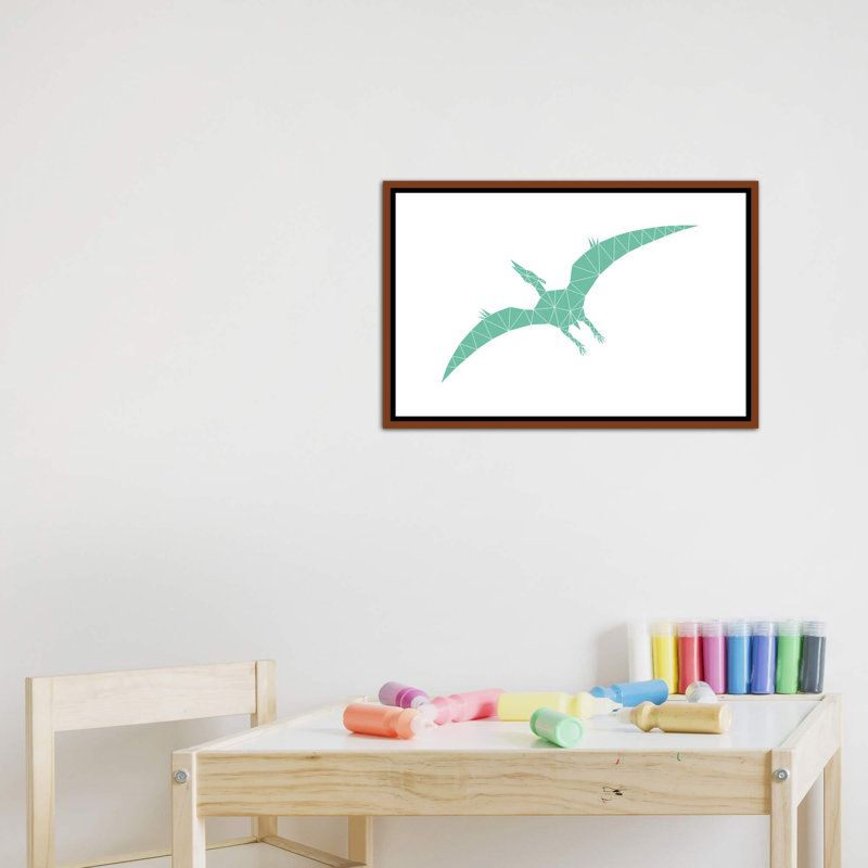 Geometric Dino Pterodactylus - impression d'art graphique, H 18 po x l 26 po x P 1,5 po, Toile avec cadre en bois classique