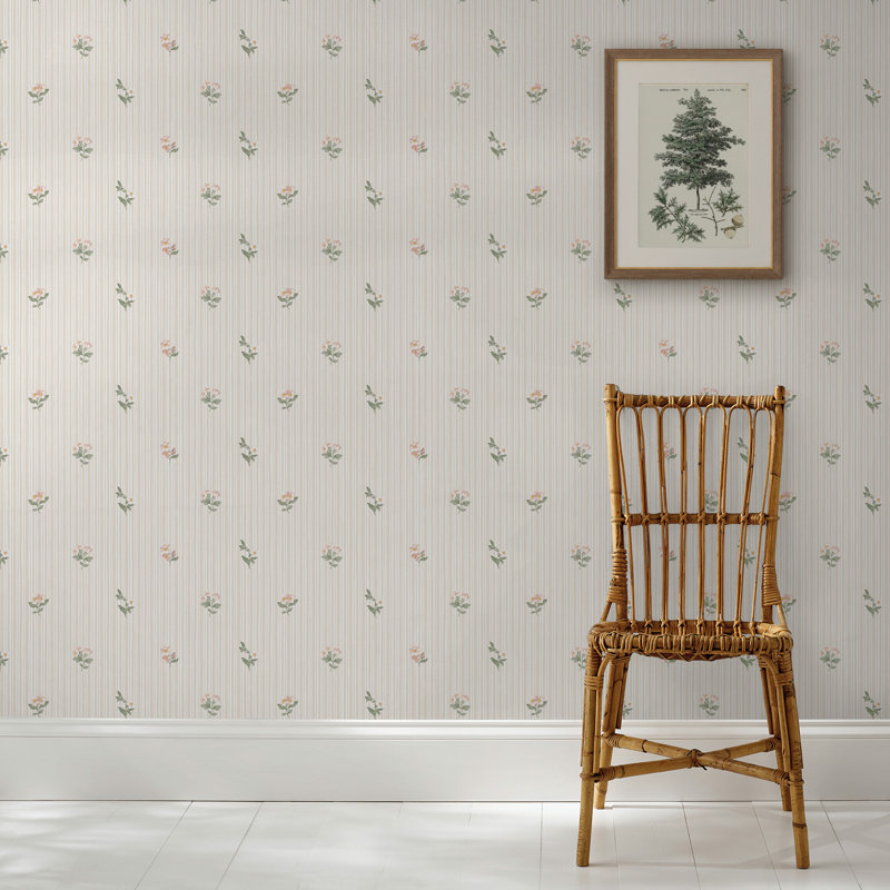  Garden Stripe Linen Wallpaper, Cream