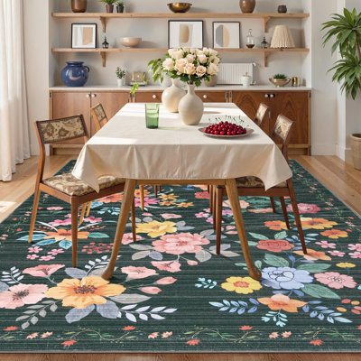 Washable Collapsible Area Rug - Soft Carpet with Non-Slip Backing for Living Room, Bedroom, Entryway