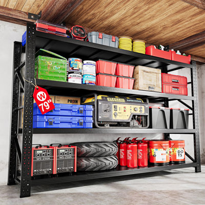 Tablettes en acier robustes 79 po à 4 niveaux - Support de rangement réglable pour garage, entrepôt, garde-manger et coffres à outils