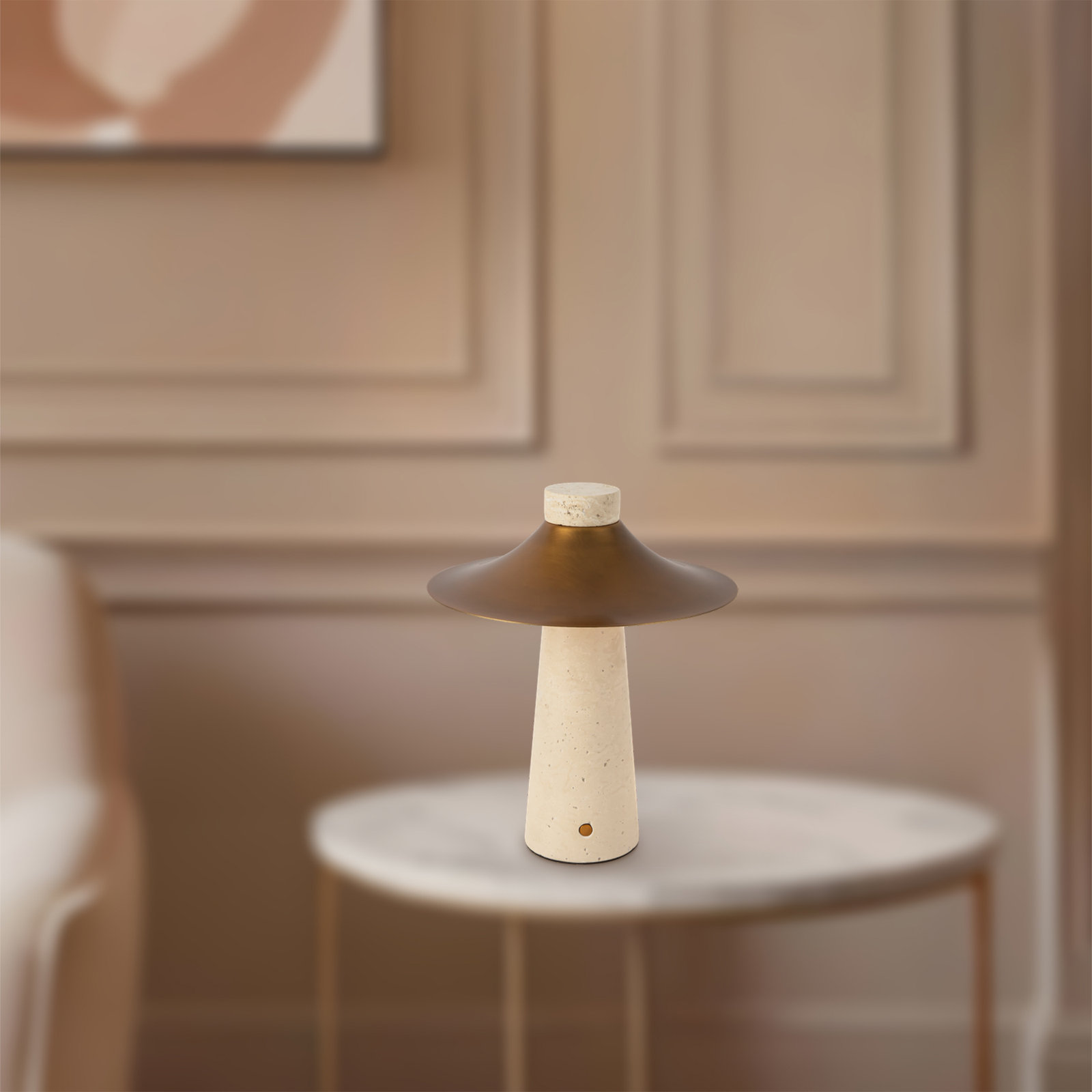 Hagen 12-in dimmable LED Table Lamp, Vintage Brass