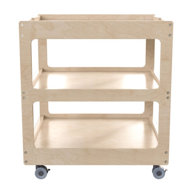 Bright Beginnings Commercial Grade Square Wooden Classroom Storage Cart with Locking Caster Wheels