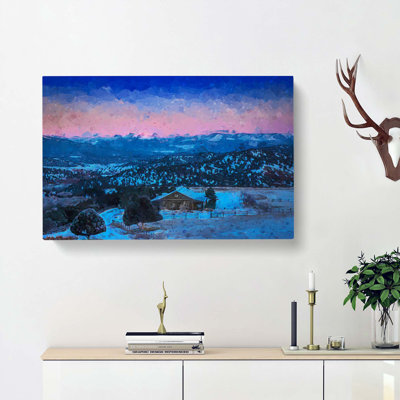Mountain Range Behind The Cabin In Abstract - Wrapped Canvas Print