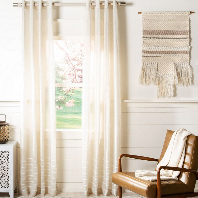 Richville Semi Sheer Curtain Single Panel, Beige, 52" W x 96" L