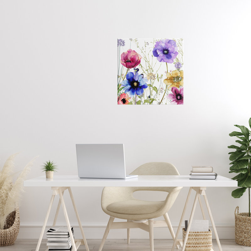Toile de fleurs de printemps moderne, design par Sasha, H 17 po x l 17 po