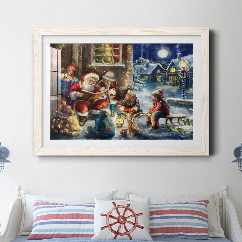 «Story Time Santa» - reproduction de cadre photo, H 37,5 po x l 27,5 po x P 1,5 po, Cadre blanc