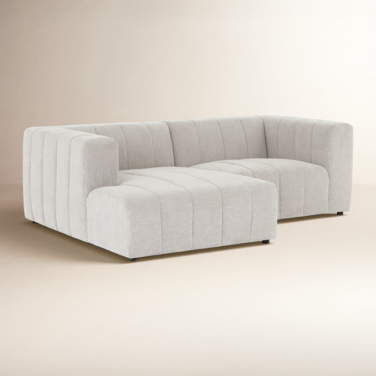Bowry Sofa and Chaise, Left Hand Facing, Gray Polyester