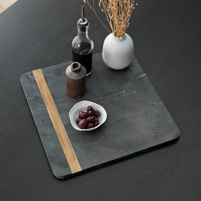 Fairmont Park Adharv Marble Platter, 36cm L x 36cm W, Black