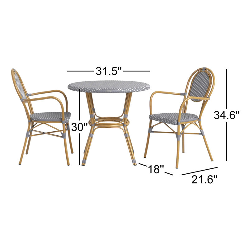 Ensemble bistro long pour 2 personnes 31,5 po Morvant
