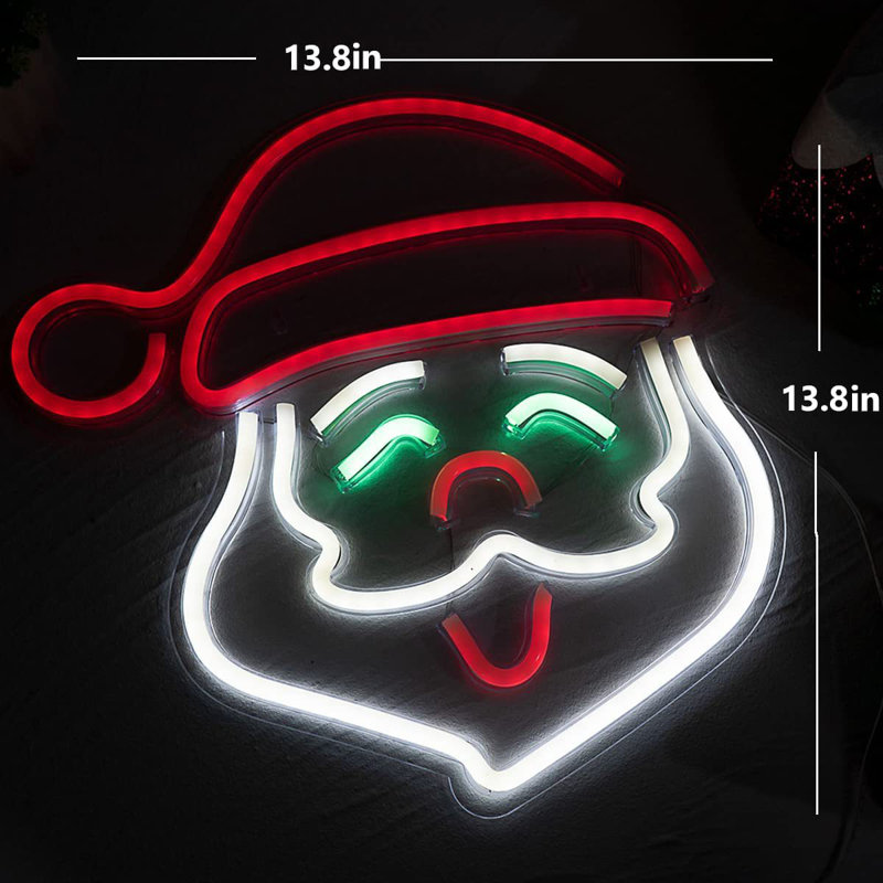 TRIXES Santa Claus Neon Light – Festive LED Light Sign – USB Powered – Colourful & Bright Xmas Decoration – Hanging Décor – Connect to USB socket or Battery Pack – Bring Father Christmas to your Home