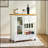Versatile White Kitchen Island Cart with Walnut Wood Top, Rolling Storage Cabinet on Wheels, and Multiple Drawers