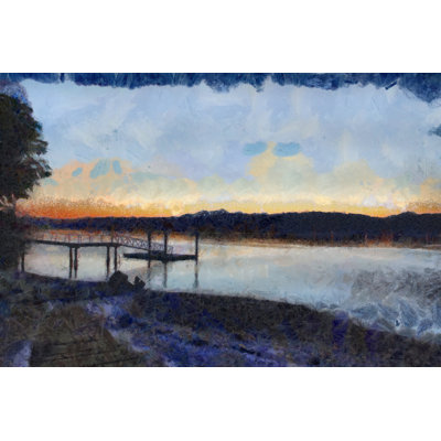 Painted Sunset Lakeside - Wrapped Canvas Painting