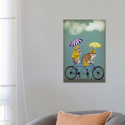 English Bulldog Tandem by Fab Funky - Wrapped Canvas Gallery-Wrapped Canvas Giclée