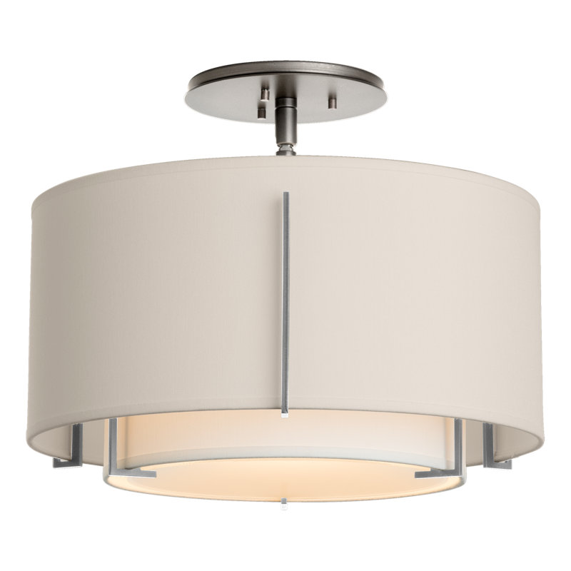 Exos 3 - Light Semi Flush Mount, Sterling, Flax, 12.2" H x 16.1" W x 16.1" D