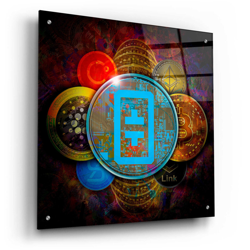 Art mural en verre Trinx «THETA Network Crypto Pyramid», H 24 po x l 24 po x P 0,2 po