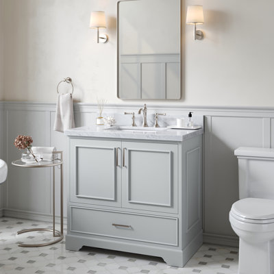 37'' Single Bathroom Vanity with Carrara Marble Top