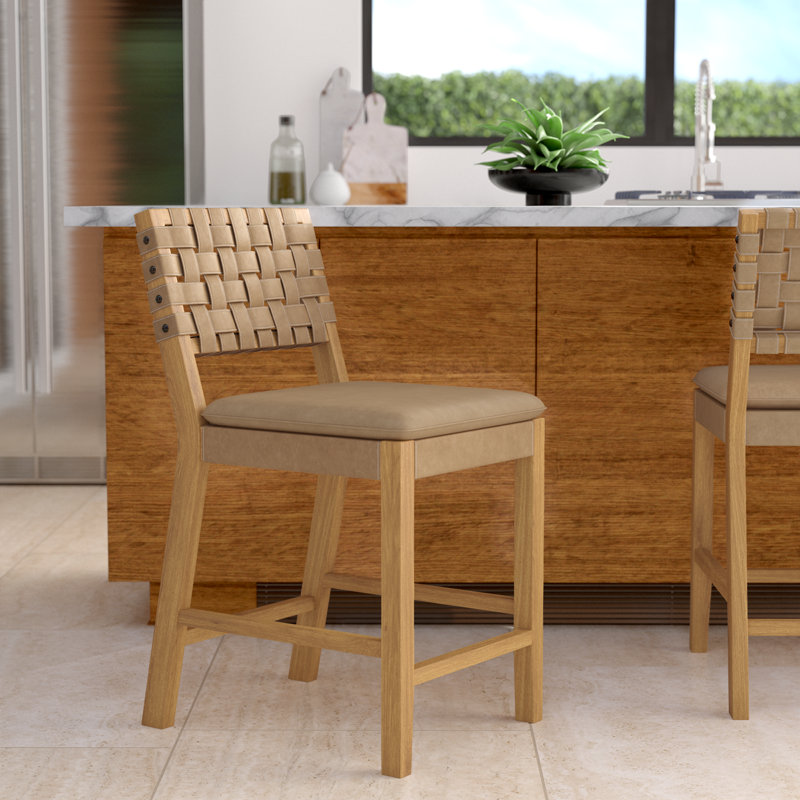 Arleatha Upholstered 24'' Counter Stool with Solid Wood Frame