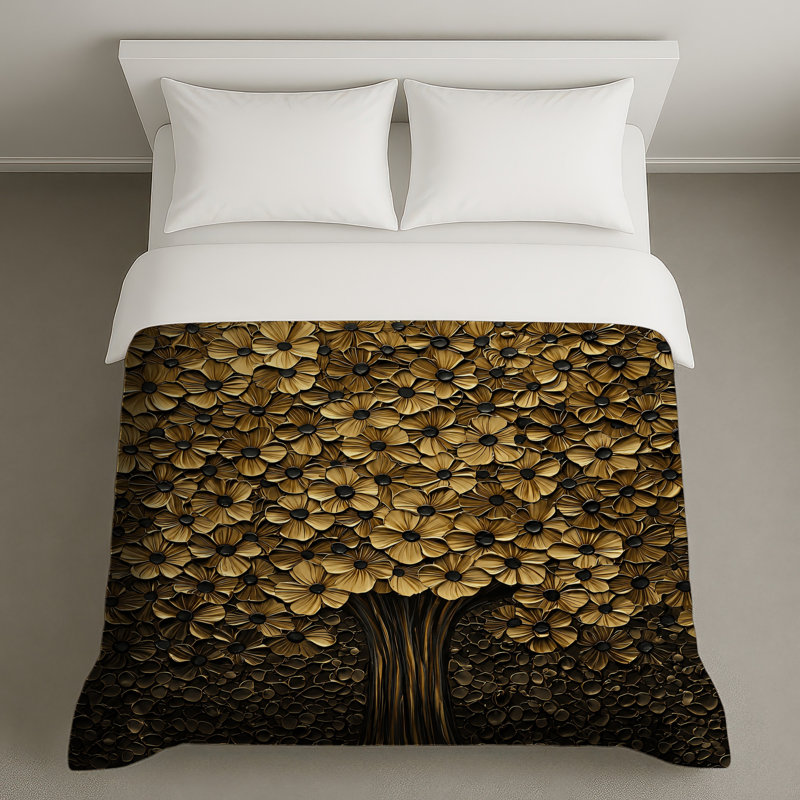 Housses de couette or floral, Grand lit