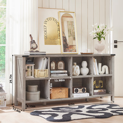 Farmhouse Wood Long Storage Organizer Bookcase