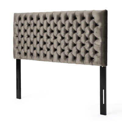Grey Velvet Headboard With Adjustable Legs, Offering Customized Fit Contemporary Style In Velvet, Fits Queen & Full Mattresses