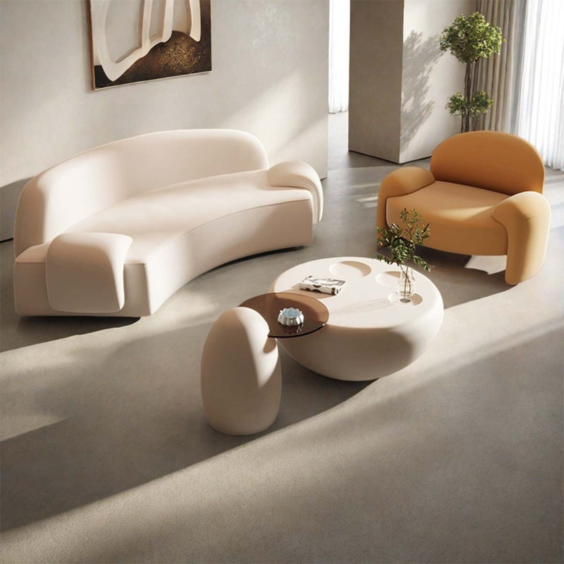 Beige sofa cat claw end table combination