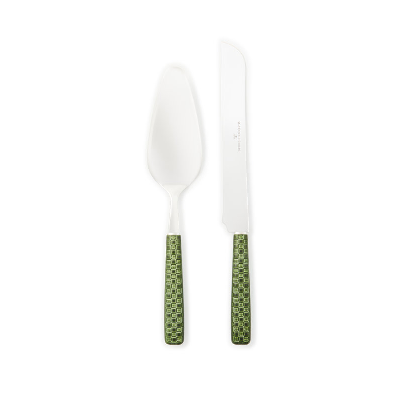 Everyday Leather Cake Serving Set, Green