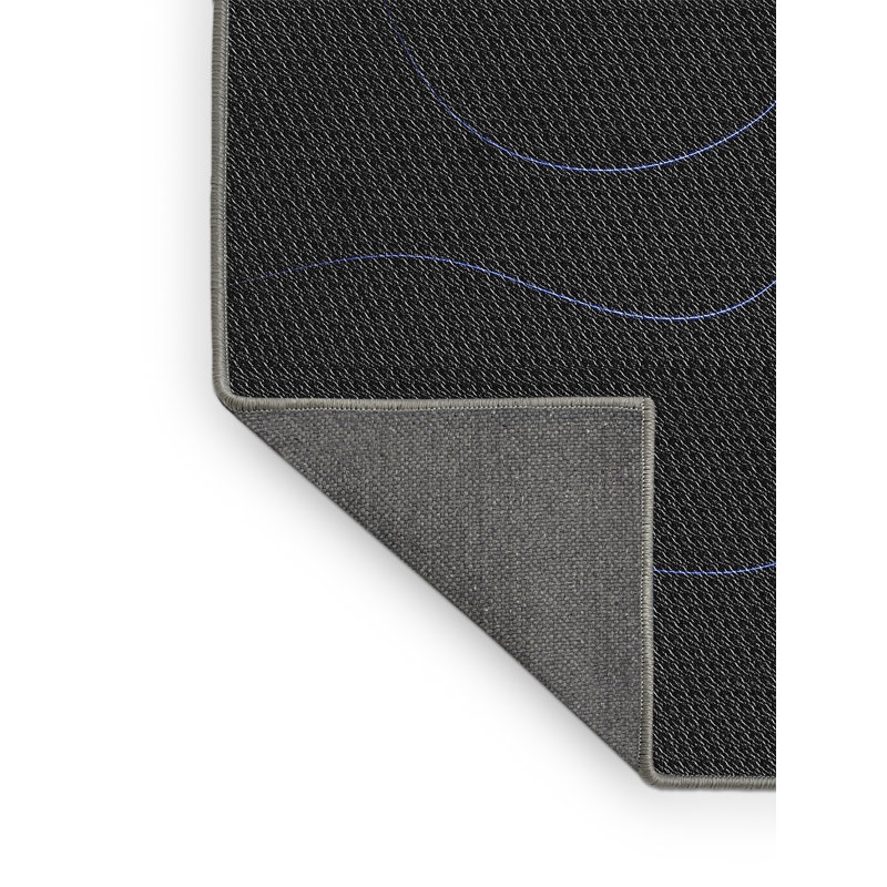 Tapis abstrait en laine noir / bleu / noir, Tapis de couloir 2 pi x 5 pi