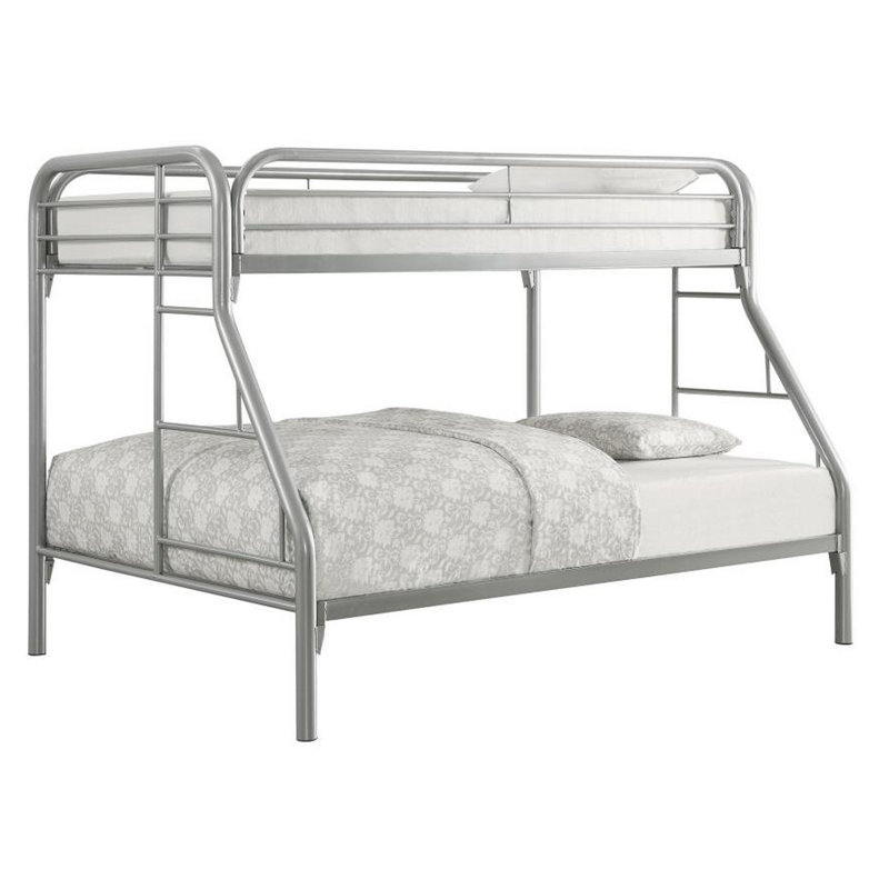 Lit plateforme superposé Armrong, Blanc, Simple sur double