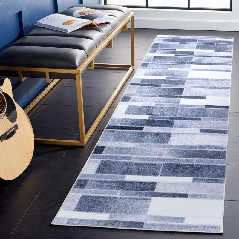 Tapis gris / ivoire en similicuir 513 m / l S / R, Tapis de couloir 2 pi 6 po x 8 pi