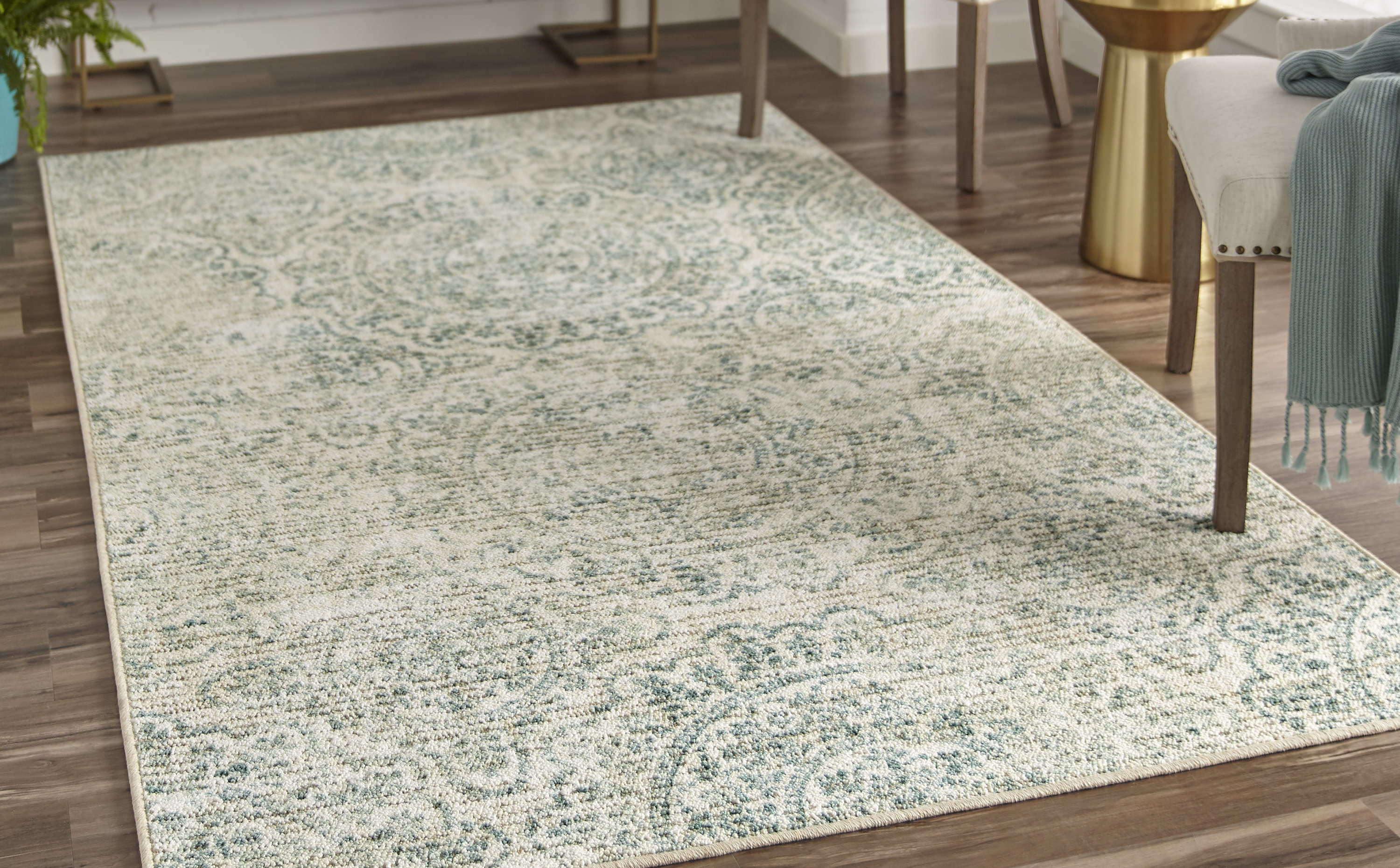Trah Pattern Rug Bungalow Rose Trahan Geometric Cream/Teal Area Rug & Reviews | Wayfair