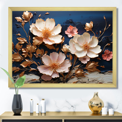 Fleurs blanches et bleues coquelicots I - art mural floral abstrait