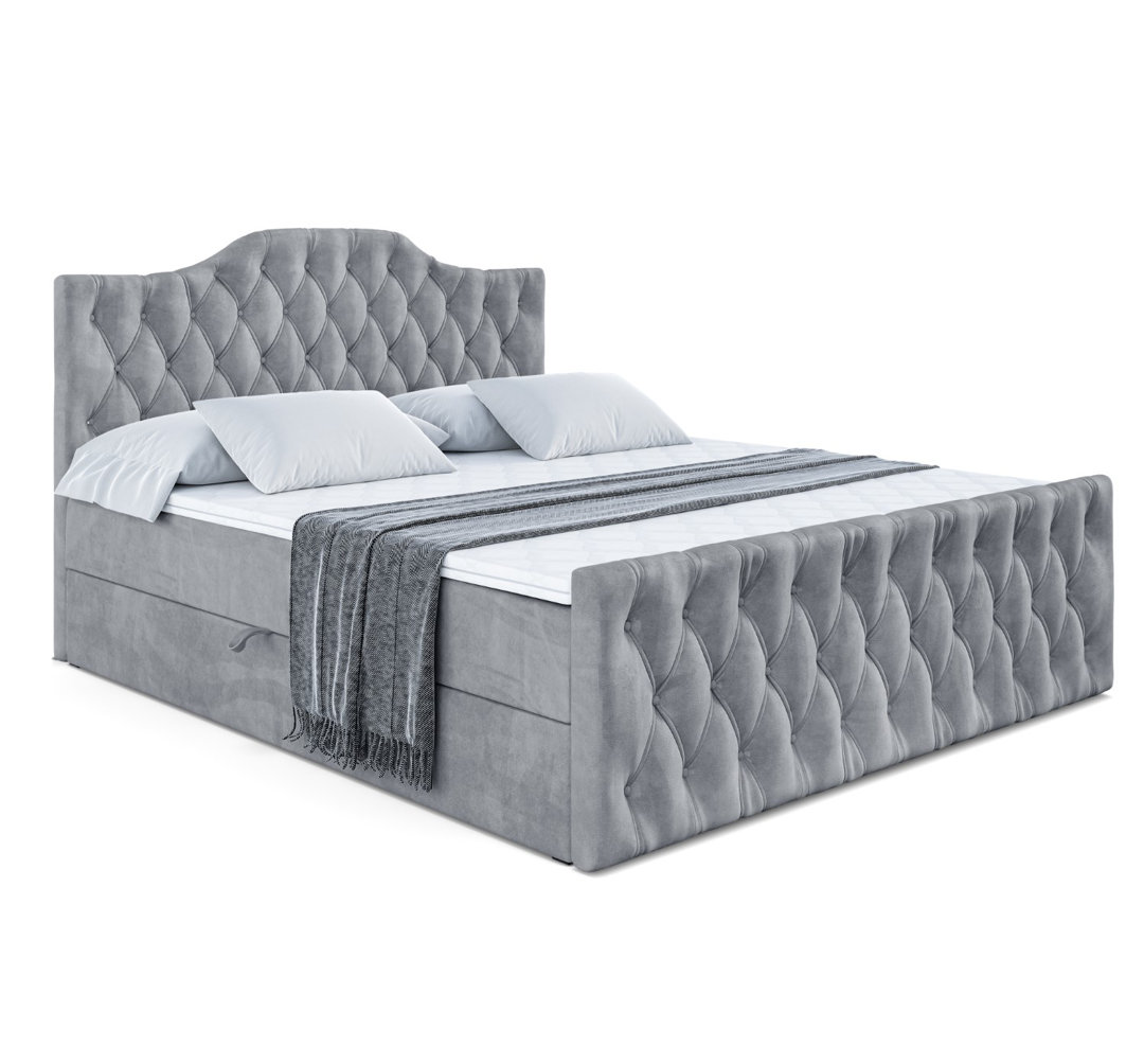 Boxspringbett mit Bettkasten und Topper