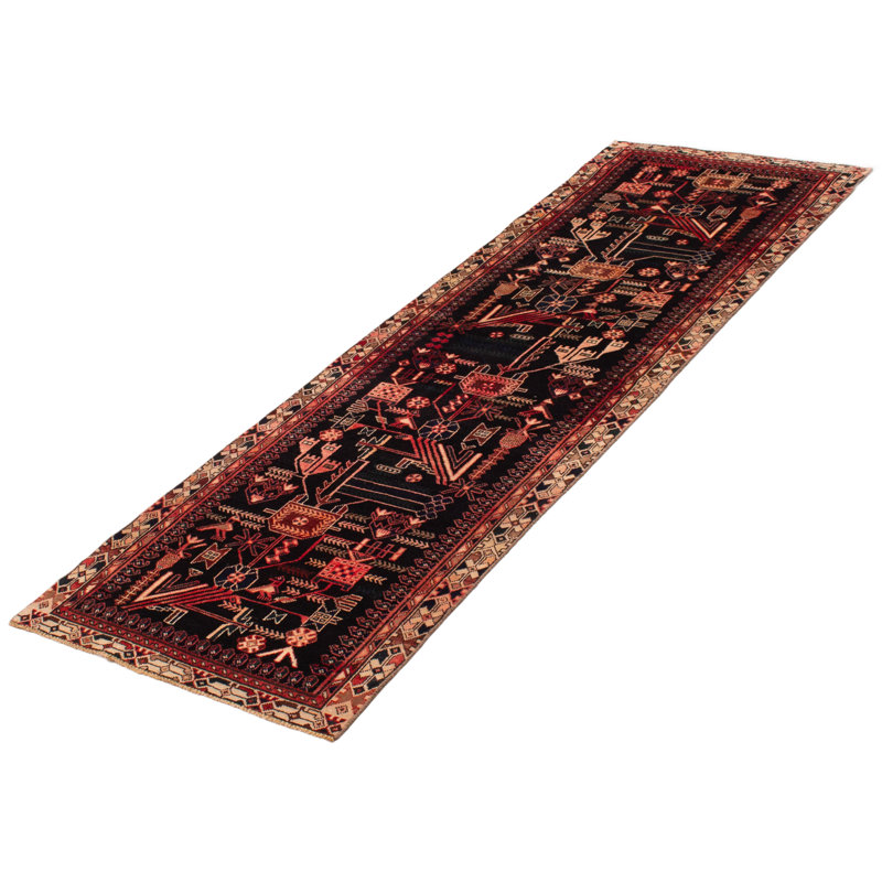 Tapis de couloir unique en laine 3 pi 3 po x 9 pi 8 po bleu marine Lennin