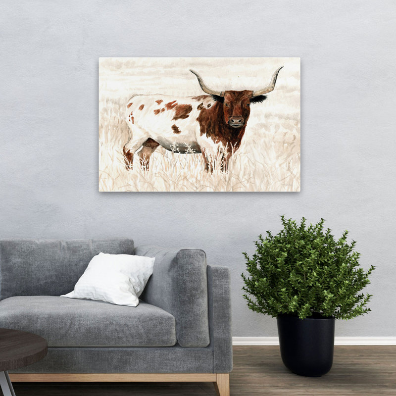 «Longhorn and Proud», art contemporain de la vache au Texas, H 48 po x l 32 po